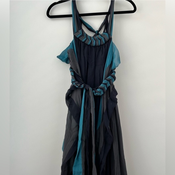 BCBGMAXAZRIA Runway Silk Maxi Gown – Turquoise & Dark Grey – Size XXS - Picture 5 of 11